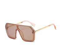 HPIRME Pink Mirror Sunglasses Shades for Women Rivet Decorative Colourful Oversized Metal Eyewear Uv400 Protection Sun Glasses,champagne,one size