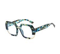 HPIRME Polygon Sunglasses Women Fashion Gradient Shades Uv400 Men Clear Lens Frame(Blue pattern clear)