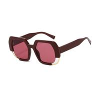 HPIRME Polygon Sunglasses Women Fashion Gradient Shades Uv400 Men Clear Lens Frame(Dark red red)