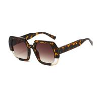 HPIRME Polygon Sunglasses Women Fashion Gradient Shades Uv400 Men Clear Lens Frame(Leopard tea gradient)