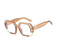 HPIRME Polygon Sunglasses Women Fashion Gradient Shades Uv400 Men Clear Lens Frame(Tea clear)