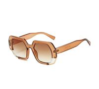 HPIRME Polygon Sunglasses Women Fashion Gradient Shades Uv400 Men Clear Lens Frame(Tea tea gradient)