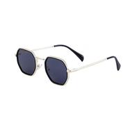 HPIRME Polygon Women Luxury Glasses Fashion Mirror Shades Uv400 Men Metal Frame(Golden black gray)