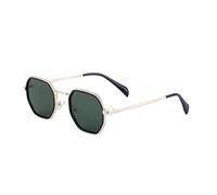 HPIRME Polygon Women Luxury Glasses Fashion Mirror Shades Uv400 Men Metal Frame(Golden dark green)