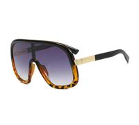 HPIRME Punk One - Piece Oversized Women Glasses Luxury Man Uv400(Black Leopard Gray)