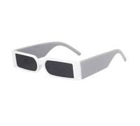 HPIRME Punk Small Rectangle Trendy Women Glasses Hip Hop Men Uv400(White Gray)