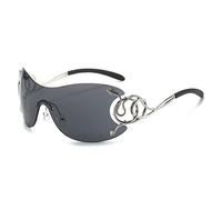HPIRME Punk Sunglasses Women Men Sun Glasses Lady Goggle Sport Snake Eyewear Shades,Silver Black,one size