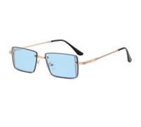 HPIRME Rectangle Shape Women Glasses Fashion Uv Protection Woman Outdoor Men's(Golden Blue)