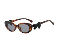 HPIRME Retro Bow Decoration Small Oval Sunglasses Women Uv400(Amber gray)
