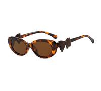 HPIRME Retro Bow Decoration Small Oval Sunglasses Women Uv400(Amber tea)
