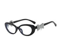 HPIRME Retro Bow Decoration Small Oval Sunglasses Women Uv400(Black clear)