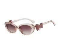 HPIRME Retro Bow Decoration Small Oval Sunglasses Women Uv400(Champagne tea)