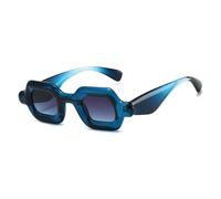 HPIRME Retro Candy Color Small Square Women Sunglasses Fashion Wide Legs Men Punk Gradient Shades Uv400(Blue grey blue)