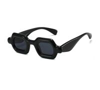 HPIRME Retro Candy Color Small Square Women Sunglasses Fashion Wide Legs Men Punk Gradient Shades Uv400(Black grey)