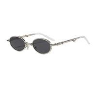 HPIRME Retro Foldable Oval Women Sunglasses Decoration Candy Colour Shades Uv400(Silver gray)