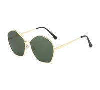 HPIRME Retro Irregular Special Shaped Sunglasses for Women Men Luxury Metal Shades Outdoors Driving Uv400(Gold Green)