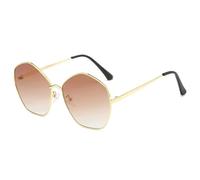 HPIRME Retro Irregular Special Shaped Sunglasses for Women Men Luxury Metal Shades Outdoors Driving Uv400(Gold Gradient Tea)