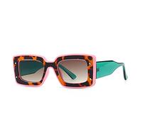 HPIRME Retro Ladies Sun Glasses UV400 Brown Leopard Thick Frame Square Sunglasses For women Female Summer,pink F tea,one size