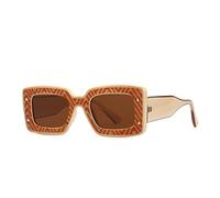 HPIRME Retro Ladies Sun Glasses UV400 Brown Leopard Thick Frame Square Sunglasses For women Female Summer,Beige F champagne,one size