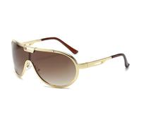 HPIRME Retro Large Frame Metal Double Men Sunglasses Fashion One Piece Women Shades Outdoors Driving Uv400