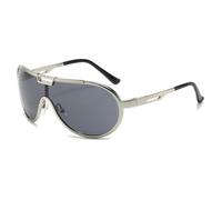 HPIRME Retro Large Frame Metal Double Men Sunglasses Fashion One Piece Women Shades Outdoors Driving Uv400