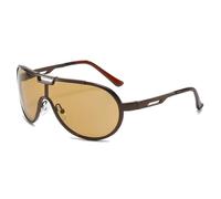 HPIRME Retro Large Frame Metal Double Men Sunglasses Fashion One Piece Women Shades Outdoors Driving Uv400