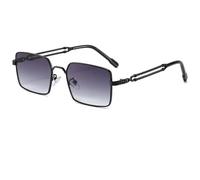 HPIRME Retro Metal Frame Glasses Fashion Clear Gradient Lens Uv400 Protection Punk(Black-Gray)