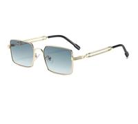 HPIRME Retro Metal Frame Glasses Fashion Clear Gradient Lens Uv400 Protection Punk(Gold-LightGreen)