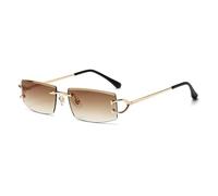HPIRME Retro Metal Frame Rectangle Rimless Sunglasses Small Square Sun Glasses Woman Men Eyewear,c2gradienttea,one size