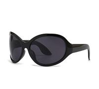 HPIRME Retro Oversized Oval Sunglasses For Women Men Glasses Goggles Female Shades UV400 Eyeglasses,Black Black,one size