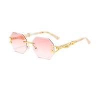 HPIRME Retro Polygon Frameless Gradient Women Glasses Luxury Men Uv400(pink)