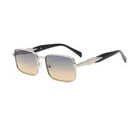 HPIRME Retro Rectangle Glasses Men Vintage Driving Luxury Punk Metal Frame Shade Uv400(Silver Green Brown)