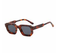 HPIRME Retro Rectangle Small Frame Women's Glasses Luxury Men's Outdoor Uv400(Leopard Gray)