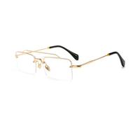 HPIRME Retro Rectangle Sunglasses Men Metal Frame Semi Rimless for Women(gold with clear)