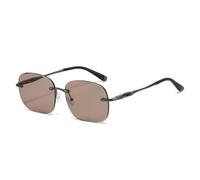 HPIRME Retro Rimless Women Sunglasses Fashion Clear Ocean Gradient Lens Shades Uv400 Men(Gun light brown)
