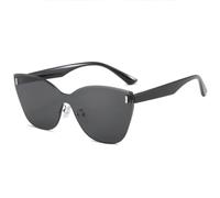 HPIRME Retro Rivets Rimless Women Glasses Luxury Men Outdoors Driving Uv400(Black Gray)