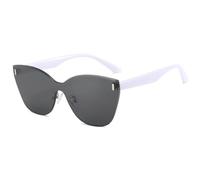 HPIRME Retro Rivets Rimless Women Glasses Luxury Men Outdoors Driving Uv400(White Gray)