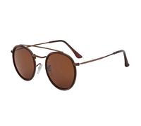 HPIRME Retro Round Metal Glasses Men Women Steampunk Metal Frame Shades Fashion Uv400(Brown Tea)