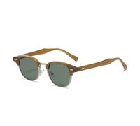 HPIRME Retro Semi-metal Oval Women Glasses Fashion Punk Men Rivets Shades Uv400(Olive dark green)
