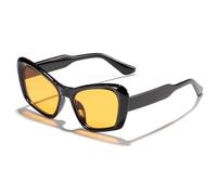 HPIRME Retro Small Glasses Women Fashion Rivets Shades Uv400 Men Candycolor(Black-Yellow)