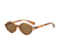 HPIRME Retro Small Oval Frame Women's Glasses Luxury Men Outdoor Driving Uv400(Leopard Tea)