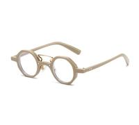 HPIRME Retro Small Polygon Round Women Glasses Fashion Double Bridges Punk Men Rivets Clear Gradient Shades Uv400(Khaki Clear)