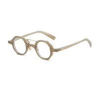 HPIRME Retro Small Polygon Round Women Glasses Fashion Double Bridges Punk Men Rivets Clear Gradient Shades Uv400(Jelly Tea Clear)