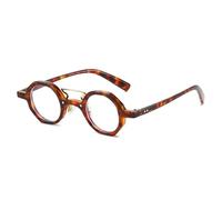 HPIRME Retro Small Polygon Round Women Glasses Fashion Double Bridges Punk Men Rivets Clear Gradient Shades Uv400(Leopard Clear)