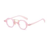 HPIRME Retro Small Polygon Round Women Glasses Fashion Double Bridges Punk Men Rivets Clear Gradient Shades Uv400(Jelly Pink Clear)