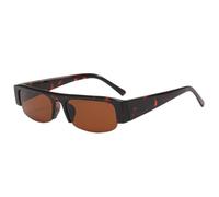 HPIRME Retro Small Rectangle Women Sunglasses Shades Uv400 Fashion Clear Lens Men Half Frame(Leopard Tea)