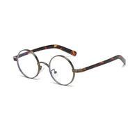HPIRME Retro Small Round Metal Punk Women Glasses Fashion Clear Lens Men Frame Shades Uv400(Bronze Leopard clear)