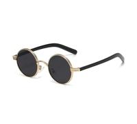 HPIRME Retro Small Round Metal Punk Women Glasses Fashion Clear Lens Men Frame Shades Uv400(Golden black gray)