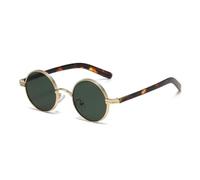 HPIRME Retro Small Round Metal Punk Women Glasses Fashion Clear Lens Men Frame Shades Uv400(Golden leopard green)