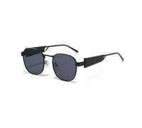 HPIRME Retro Square Frame Sunglasses Men Women Uv(Black)